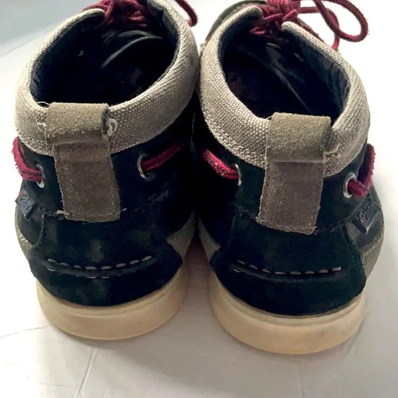 Pajar Canada hightop suede leather boat shoe Men’s size 12-12 1/2 Navy and gray - Picture 5 of 9